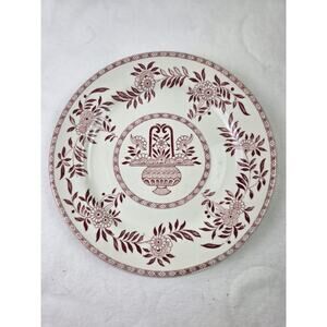 Vintage Walker Restaurant Delph Maroon Floral Basket Vitrified China Dinnerware
